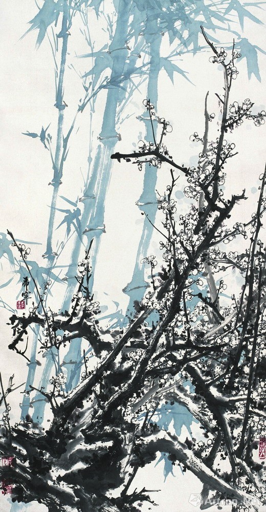 于希宁 梅竹图 130cm×68cm 中国画